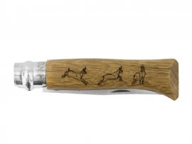 Opinel 8 Closing Knife Inox Beech Chamois motif