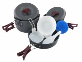 MFH anodized aluminum camping cookware set for 3 persons