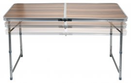 Folding camping table Double telescopic brown