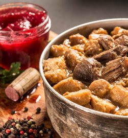 Deer ragout with potato dumplings Adventure Menu