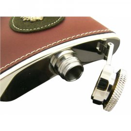 Hunting flask with leather cover 175ml
