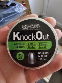 Review: JSB KnockOut Slugs MKII 6,35mm 2,170g 150pcs - 1