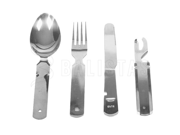 MFH 4-piece hiking cutlery with case