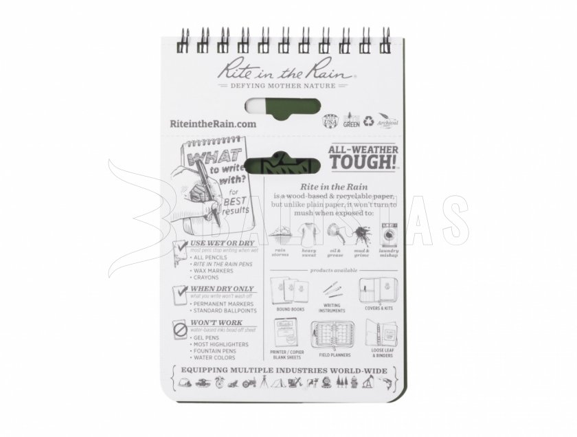 Waterproof notebook Rite in the Rain 946 4x6 green
