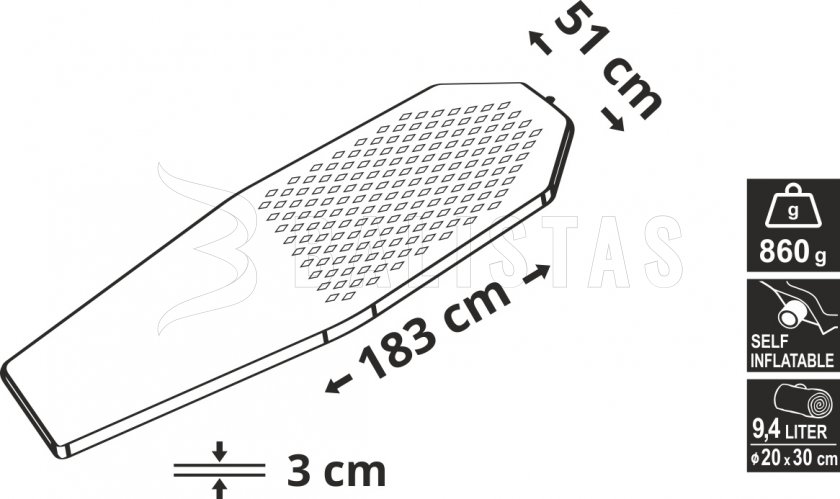 Self-inflating car mattress Cattara 3cm orange