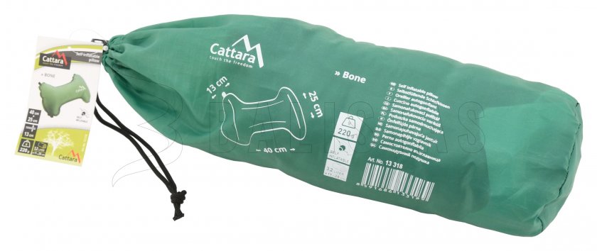 Self-inflating pillow Bone green