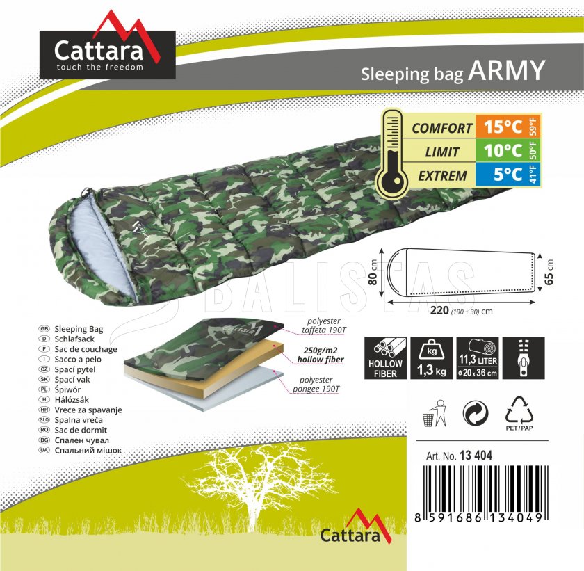 Sleeping bag blanket Army 200cm