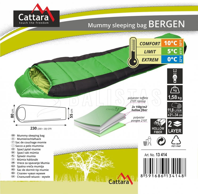Bergen mummy sleeping bag 210cm