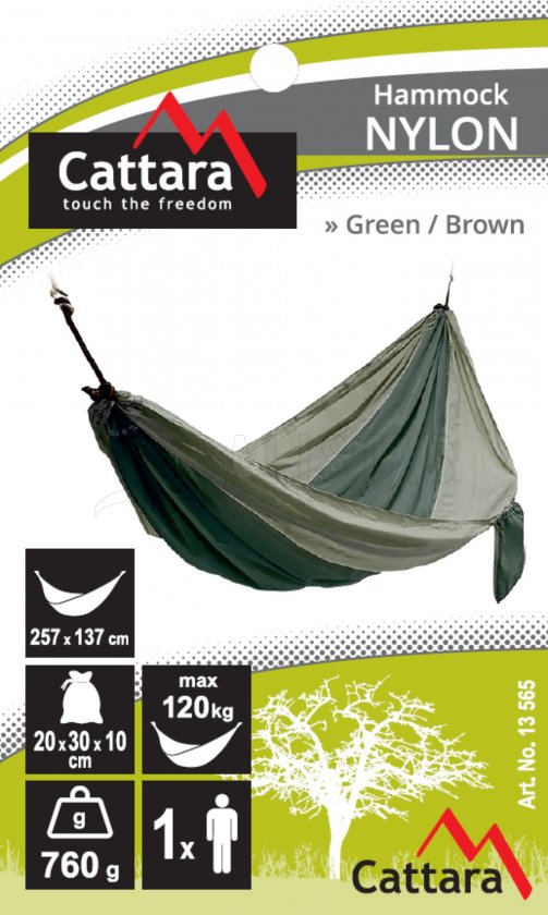 Hammock NYLON 275x137 cm green-brown