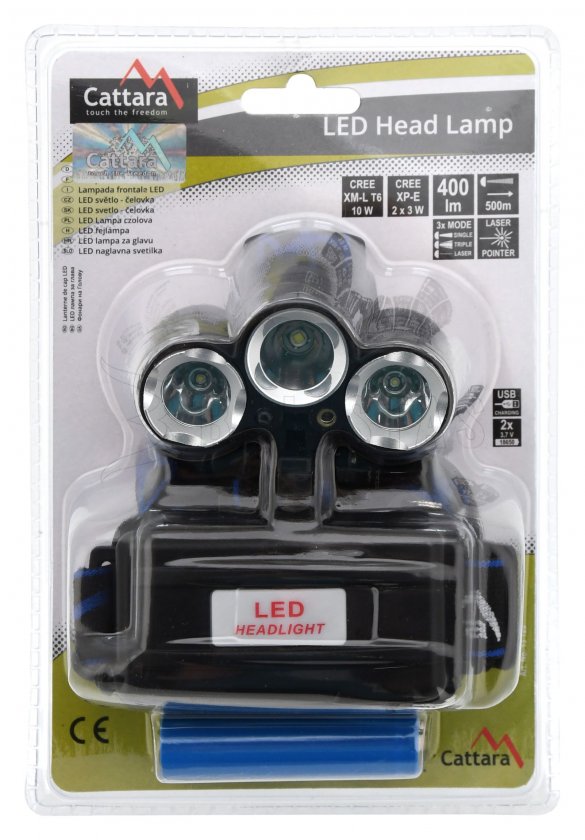 Headlamp LED 400lm (1x XM-L+2x XP-E)