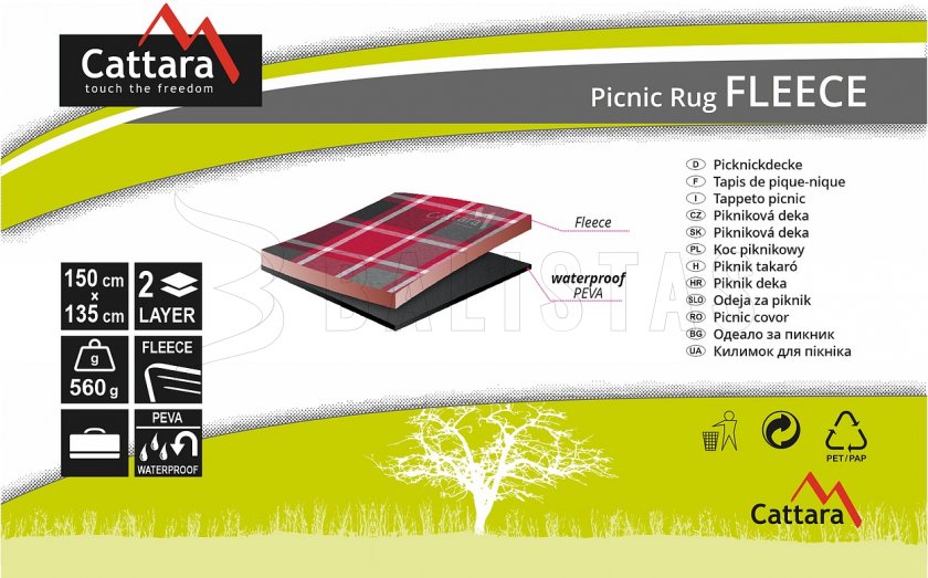 Picnic blanket Fleece 150x135 cm red