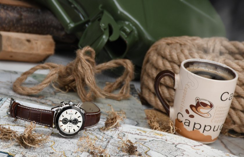 Chrono White Compass watch