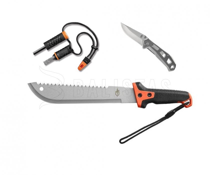 Gerber Overcome set - machete, knife, flint