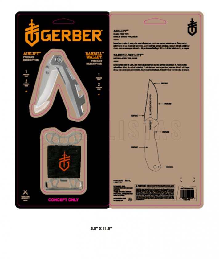 Gerber Set Knife Airlift Silver + Wallet Barbill Wallet Silver