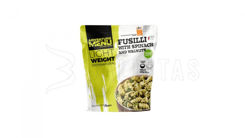 Fusilli with spinach and walnuts Adventure Menu Lightweight