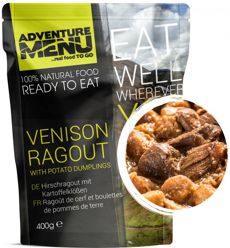 Deer ragout with potato dumplings Adventure Menu