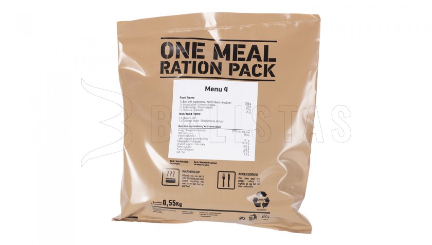MRE One Meal, Menu IV – Beef with Mushrooms