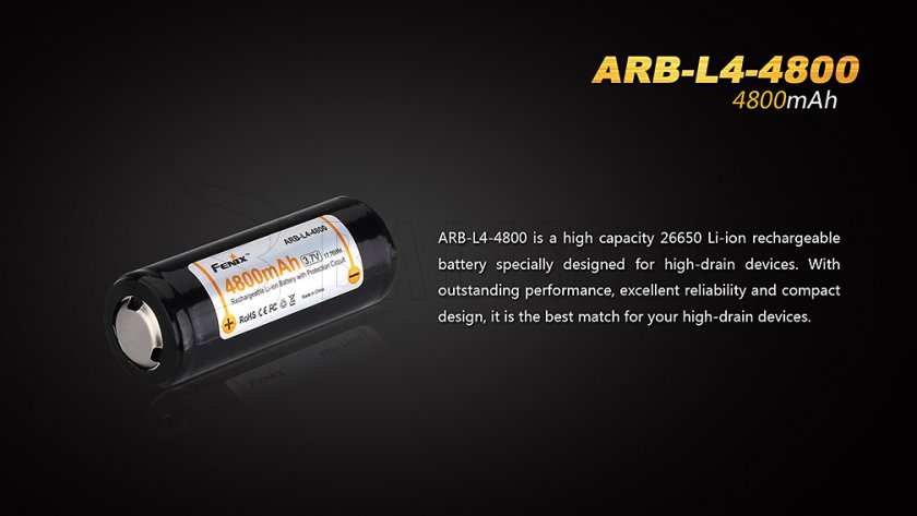 Rechargeable battery Fenix 26650 4800 mAh (Li-Ion)