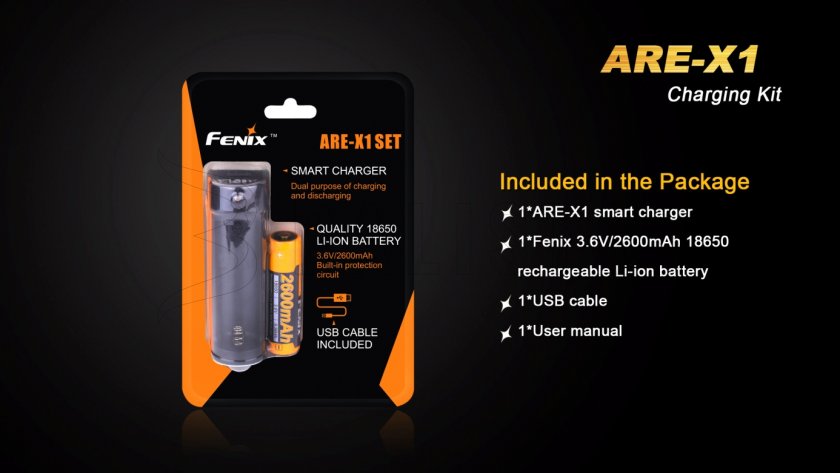 USB charger Fenix ARE-X1 + 18650 (2600 mAh)