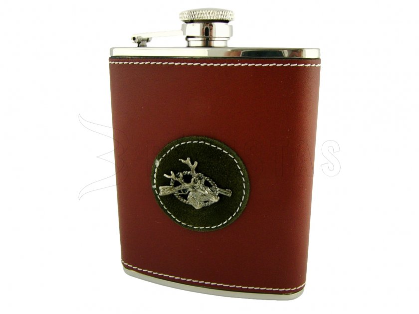 Hunting flask with leather cover 175ml