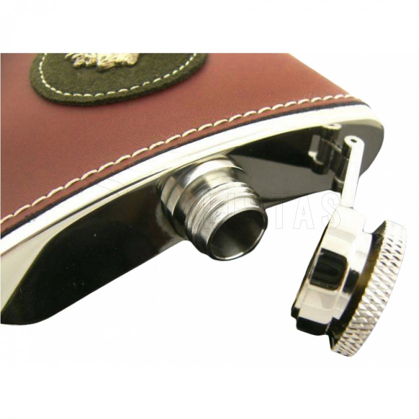 Hunting flask with leather cover 175ml