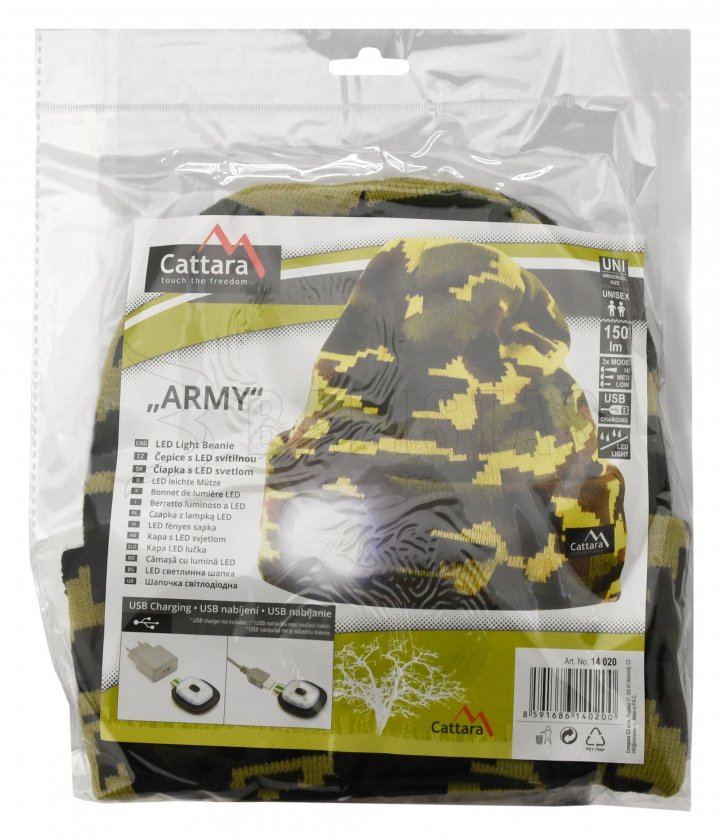 ARMY cap with LED flashlight USB rechargeable