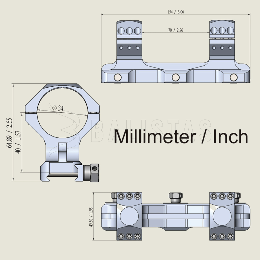 Mount Vector Optics X-Accu 22mm/34mm one-piece high 10