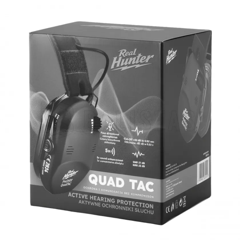 Electronic Shooting Ear Defenders RealHunter Active ProSHOT QuadTAC Black 9