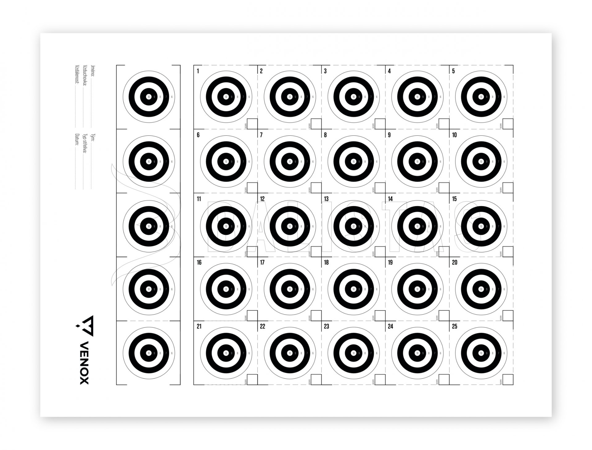 Venox 30 Small Targets 40x30cm Paper Target 10pcs | Balistas.shop